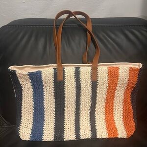 Rays for Days Striped Shorebreak Weekender Tote Bag EUC 🧡